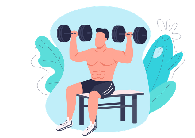 Man Working Out With Dumbbells Illustration