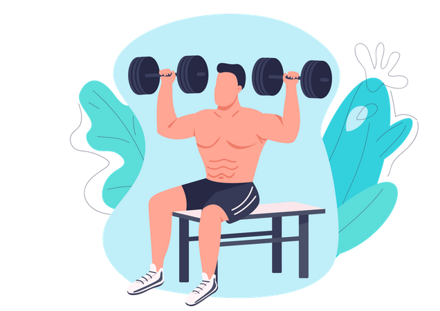 Man Working Out With Dumbbells  Illustration