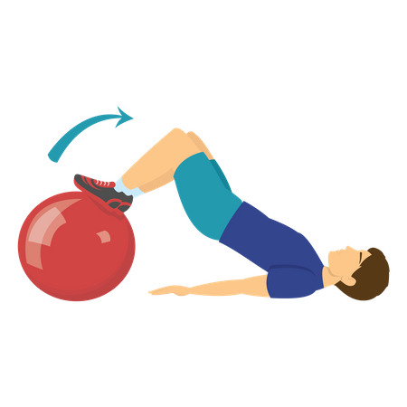 Man working out with gym ball Illustration