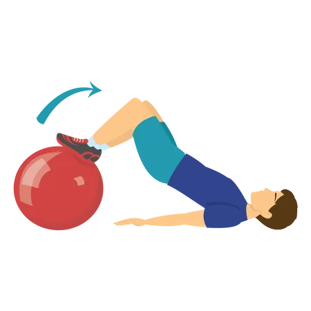 Man working out with gym ball Illustration