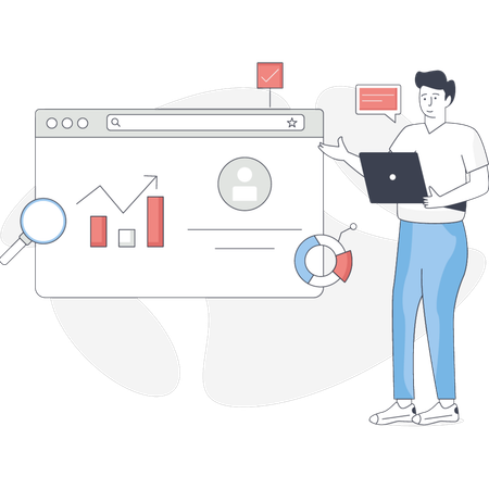 Man working remote services  Illustration