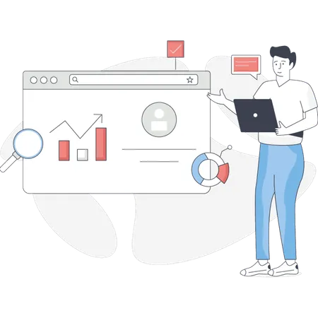 Man working remote services  Illustration
