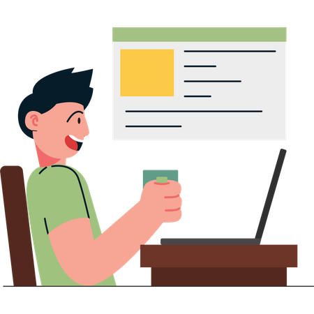 Man working remotely  Illustration