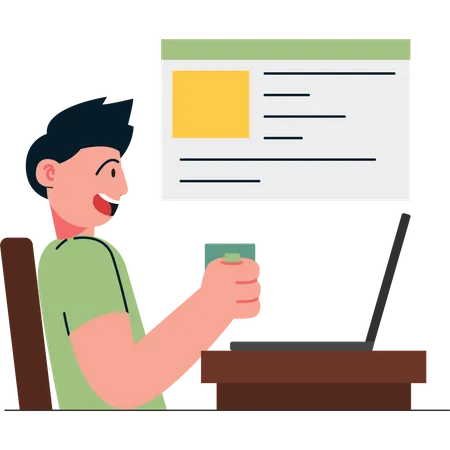 Man working remotely  Illustration