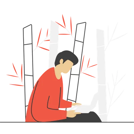 Man working remotely  Illustration