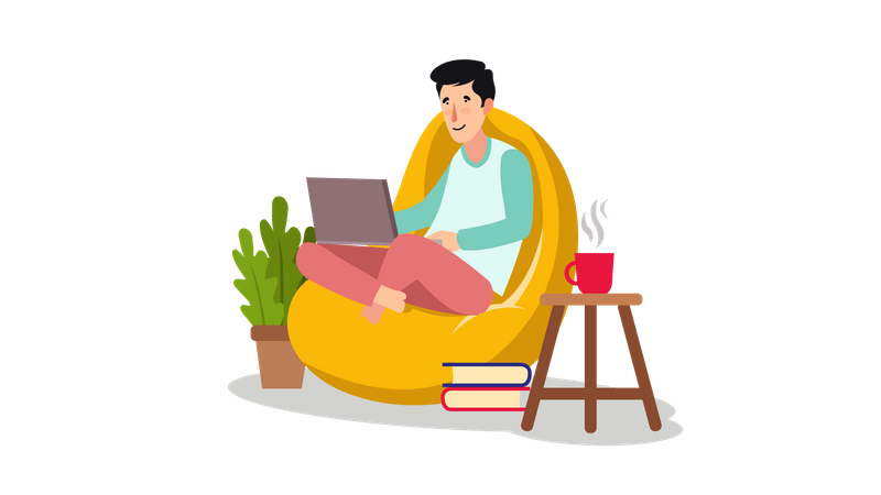 Man working remotely  Illustration