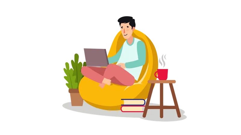 Man working remotely  Illustration