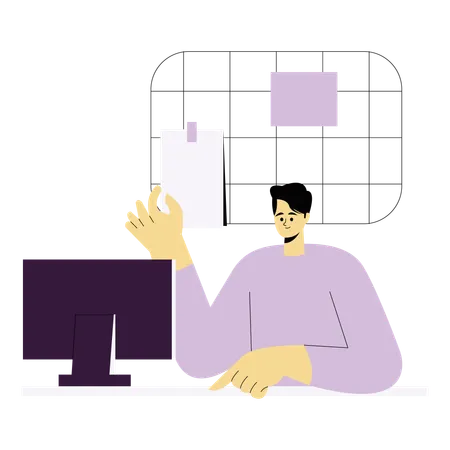 Man working remotely  Illustration