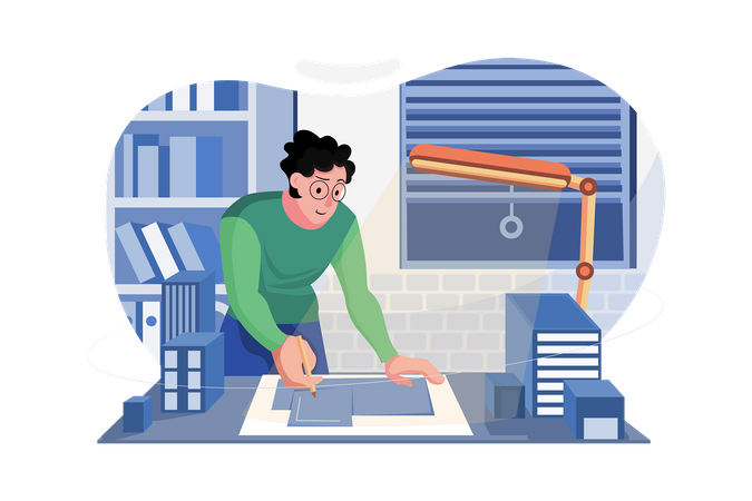 Man Working Till Late Hours  Illustration