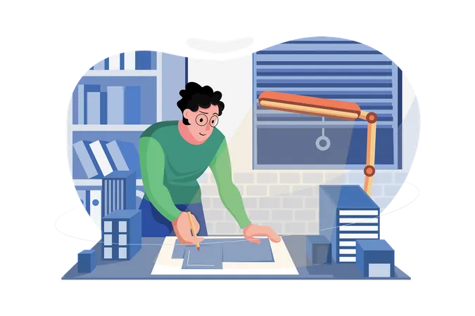 Man Working Till Late Hours  Illustration