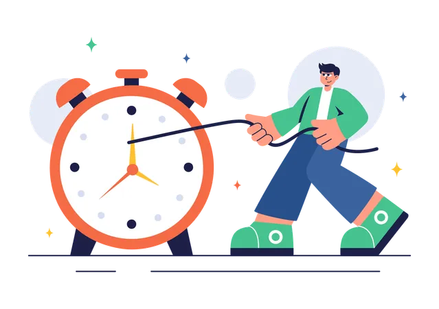 Man Working under time  Illustration