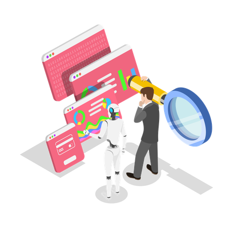 Man working using Artificial Intelligence  Illustration