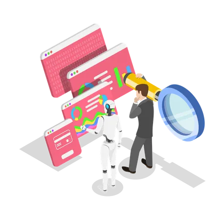 Man working using Artificial Intelligence  Illustration