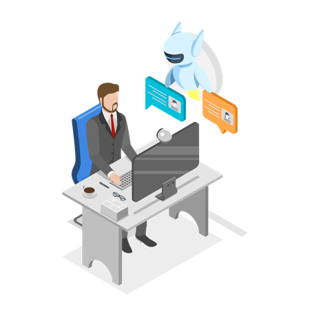 Man working using Artificial Intelligence  Illustration