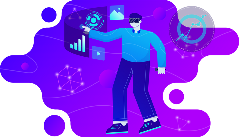 Man working using Meta Tech  Illustration
