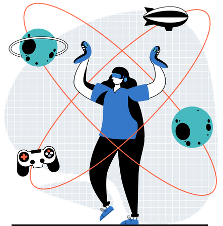 Man working using Metaverse  Illustration