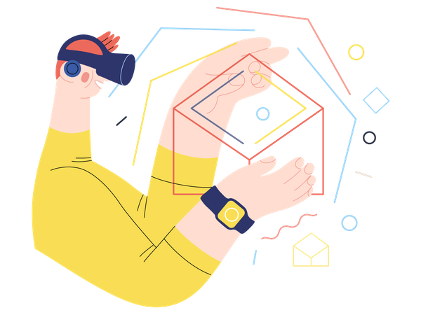 Man working using VR Tech  Illustration