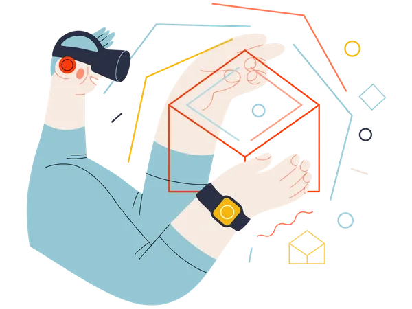 Man working using VR Tech  Illustration