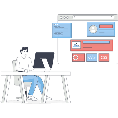 Man  working web deveoper  Illustration