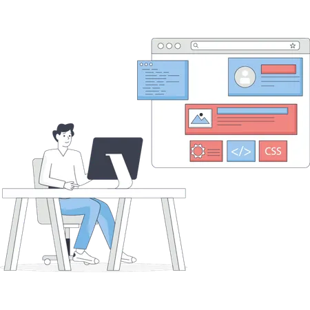 Man  working web deveoper  Illustration