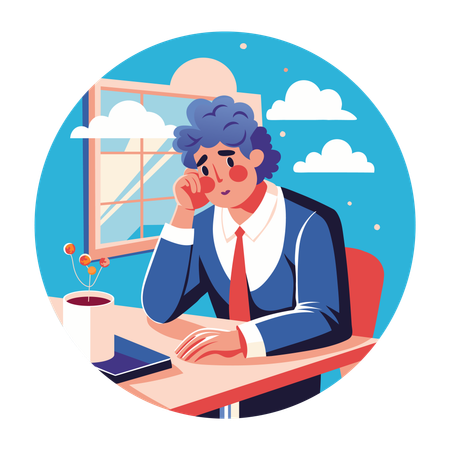 Man working with business brain  Illustration