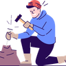 illustration for man using hammer