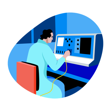 Man working with control system  Illustration