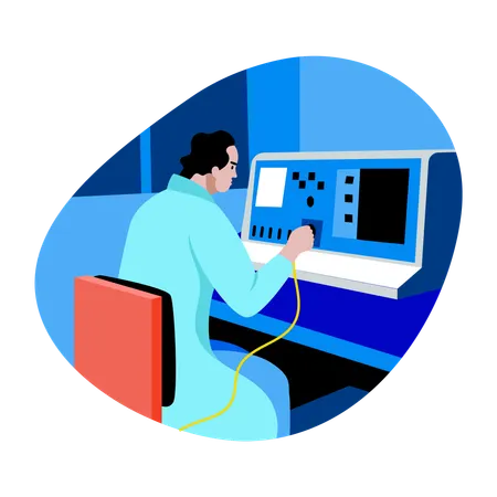 Man working with control system  Illustration