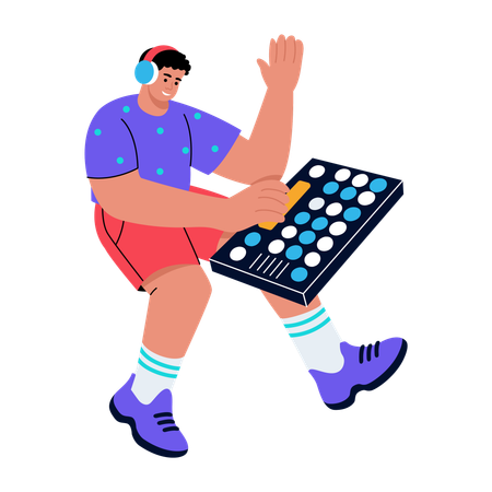 Man working with custom keyboard  Illustration