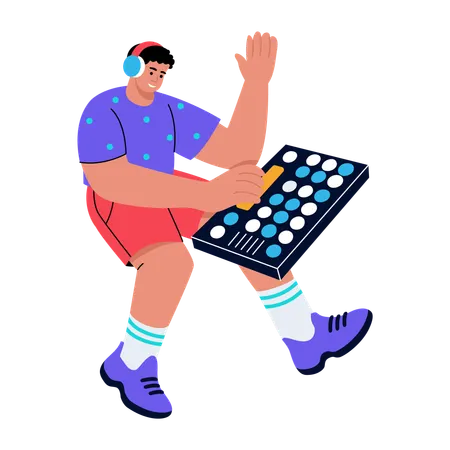 Man working with custom keyboard  Illustration
