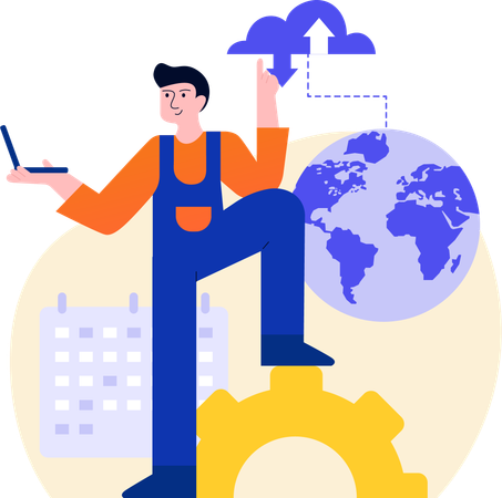 Man Working With Data Development  Illustration