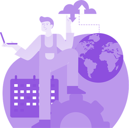 Man Working With Data Development  Illustration