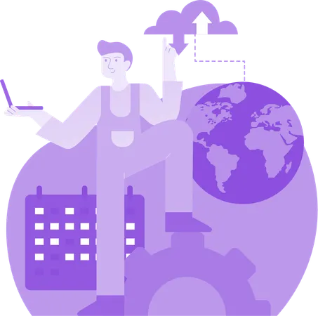 Man Working With Data Development  Illustration
