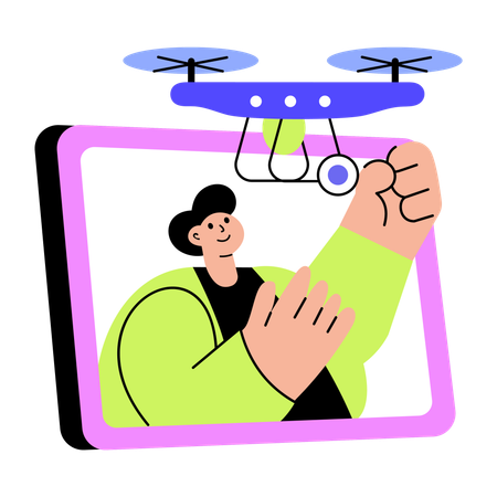 Man working with drone camera  Illustration