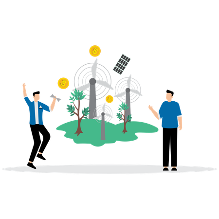 Man working with Eco-Friendly Tech  Illustration