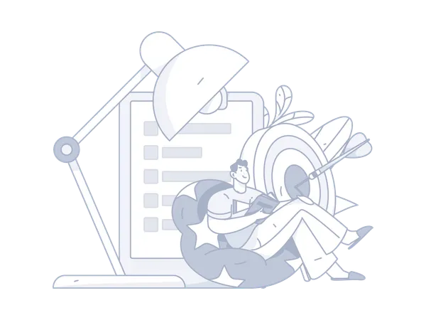 Man working with Education target  Illustration