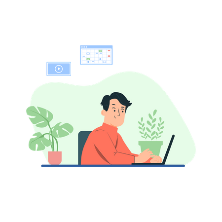 Man working with laptop Illustration