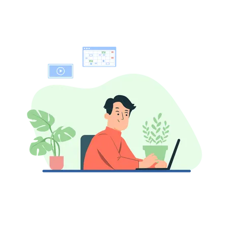 Man working with laptop Illustration