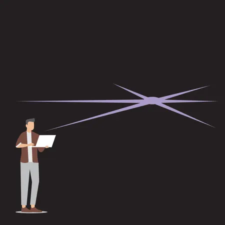 Man working with Laser Technology Beam  Illustration