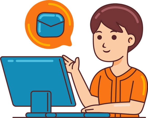 Man Working with mail  Illustration