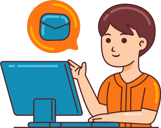 Man Working with mail  Illustration