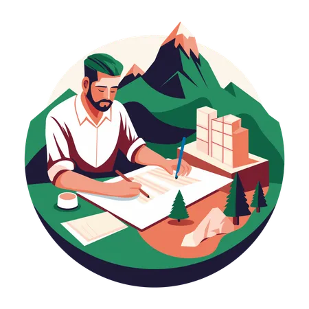 Man working with multi hand  Illustration