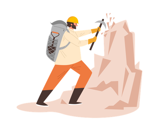 Man working with pickaxe  Illustration