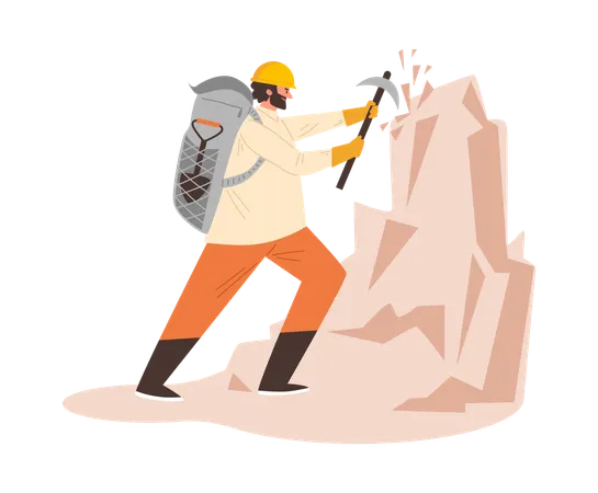 Man working with pickaxe  Illustration