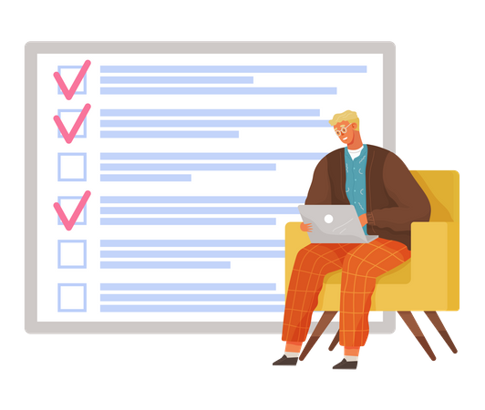 Man working with planning list  Illustration