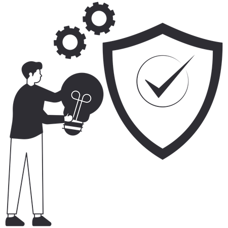 Man working with Secure idea  Illustration