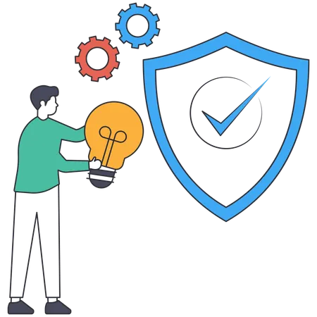 Man working with Secure idea  Illustration