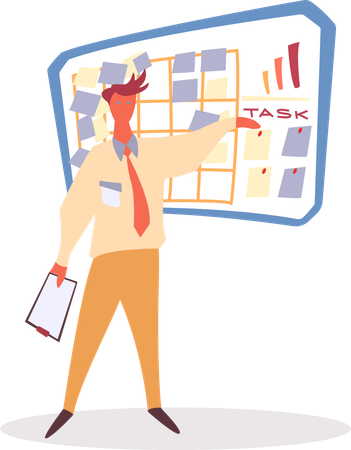 Man Working with Successful Organizing  Illustration