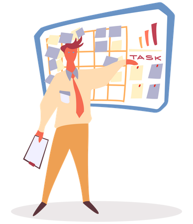 Man working with task management  Illustration