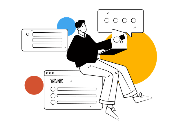 Man working with task schedule  Illustration